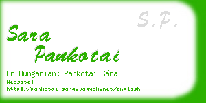sara pankotai business card