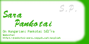 sara pankotai business card